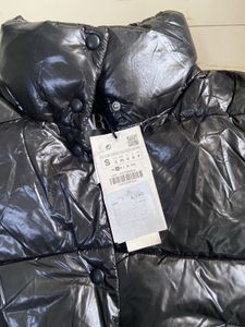 Black Puffer Jacket crop mettalic finish