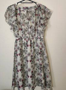 Cold-Shoulder Floral A-Line Dress