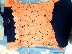 Peach & Navy Blue Tunic Top