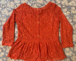 Y2k Coral Lace Peplum Top - Latin Quarters Brand