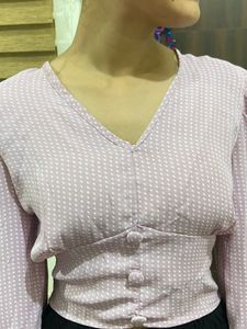 Lilac Polka Dot Long Sleeve Top