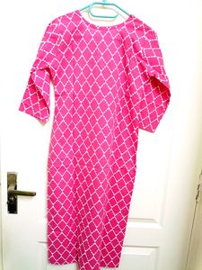Cotton V Neck Pink Colour Stitched Kurta
