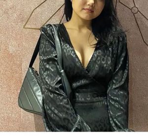 Silky Animal Print Wrap Dress