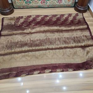 Elegant Brown & Gold Saree