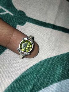 Peridot Green Sterling Silver Ring