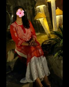 Red Lucknowi Kurta