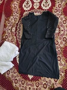 Black Dress with Embellished Sleeves