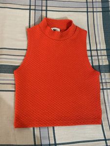 Orange Mock Neck Top
