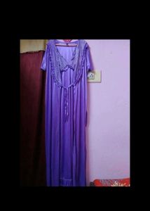 Purple Satin Silk Gown 2pc