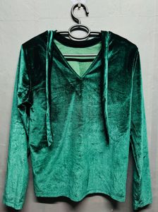 A Beautiful Dark Green Velvet Top