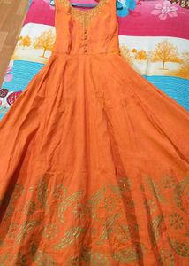 Elegant Orange Anarkali Dress