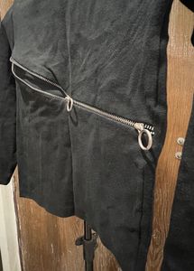 black turtle neck with zipper detail