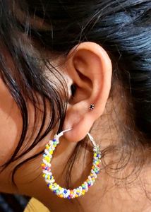 Colorful Beaded Hoop Earrings