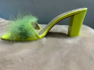Faux Fur Slip-On Chunky Heels