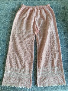 Pink Embroidered Palazzo Pants