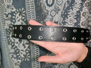 Leather Belt || Double Holed Black