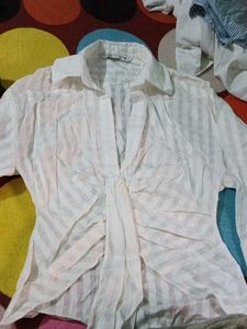 Striped Tie-Front Blouse