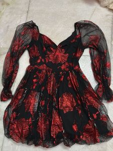 Red &amp; Black Sheer Dress