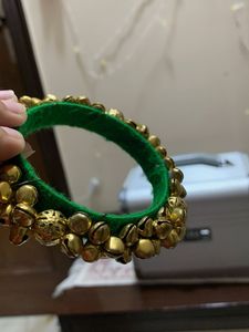 Green &amp; Gold Jingle Bangle