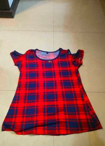 Red & Blue Plaid Top