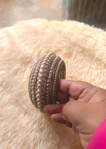 Single Pearl and Rhinestone Bangle