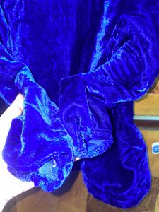 Stylish Blue Velvet Coat Shrug