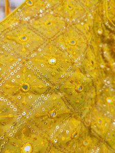 Yellow Mirror Work Blouse