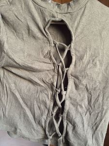 Olive Green Ribbed Crop Top