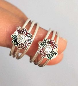 Pure Silver Flower Toe Rings
