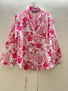 Valentine Special Shawl Collar Floral Print Top
