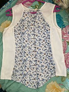 Beautiful Sleeveless White Button Down Shirt