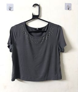 Gray Embellished Tee (used 3-4 Times)
