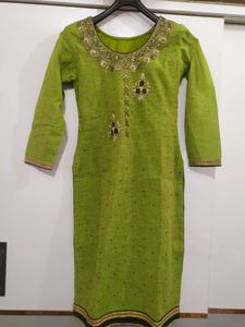 Party Wear Blue And Parrot  Green Hand Work Kurta