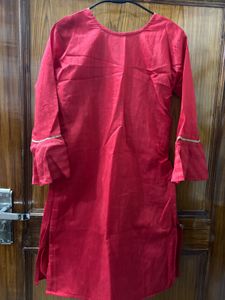 Red co ord set with dupatta