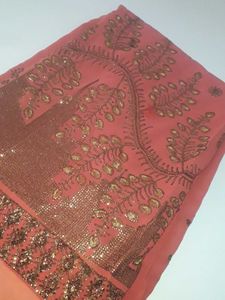 Beautiful Silk Reddish Colour Saree With Sequence