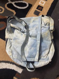 Denim Embroidered Backpack