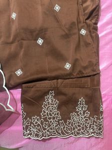 Elegant Brown Embroidered Kurta Set