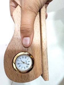 Wooden Pen Paper Stand With Watch