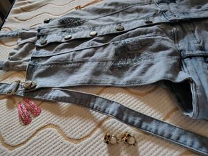Embroidered Denim Overalls