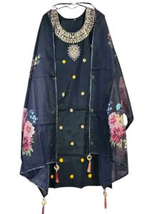 Women&#39;s Embroidered Black Salwar Suit with Floral