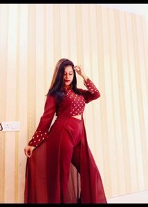 Women Georgette Ethnic Top Pant Set