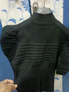 Elegant Black Puff Sleeve Top