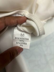 White Drilled Off Shoulder Padded Top