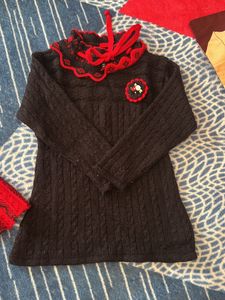 Beautiful Three Piece Woollen Dress For Girl