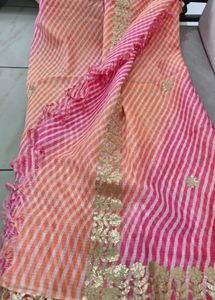 Like New Pink Orange Ombre Leheriya Dupatta