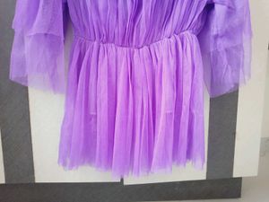 Purple Off-Shoulder Tulle Top