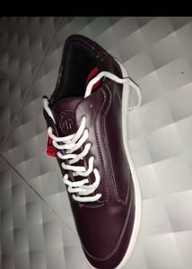 Burgundy Leather Sneakers - Size 10