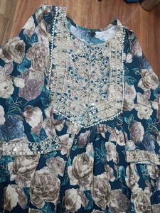 Floral Print Kurta Naira Cut