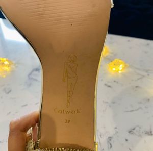 CATWALK Golden Shimmering Block Heels