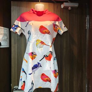 Bird Print Casual Dress